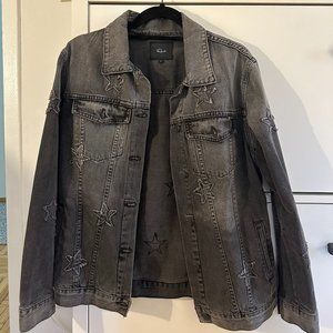 Rails Knox Vintage Black Star Print Denim Jean Jacket Womens Small